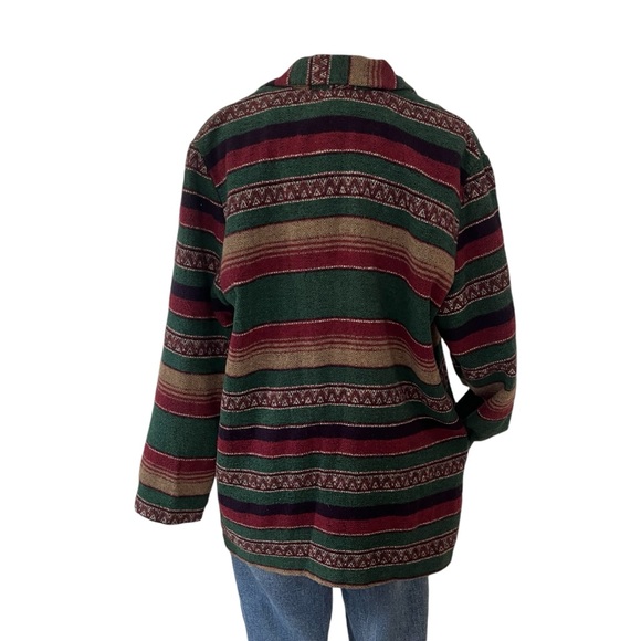 Vintage Southwestern stripe cotton blend blazer single breasted M - Picture 4 of 14